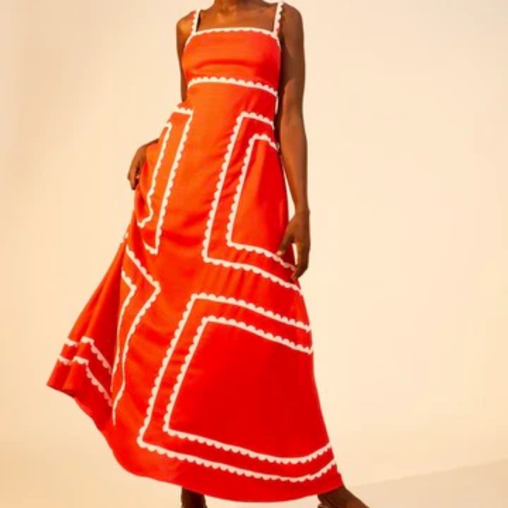 La Maise 'Amelia' Square Neck Maxi Dress in Red (NWOT)